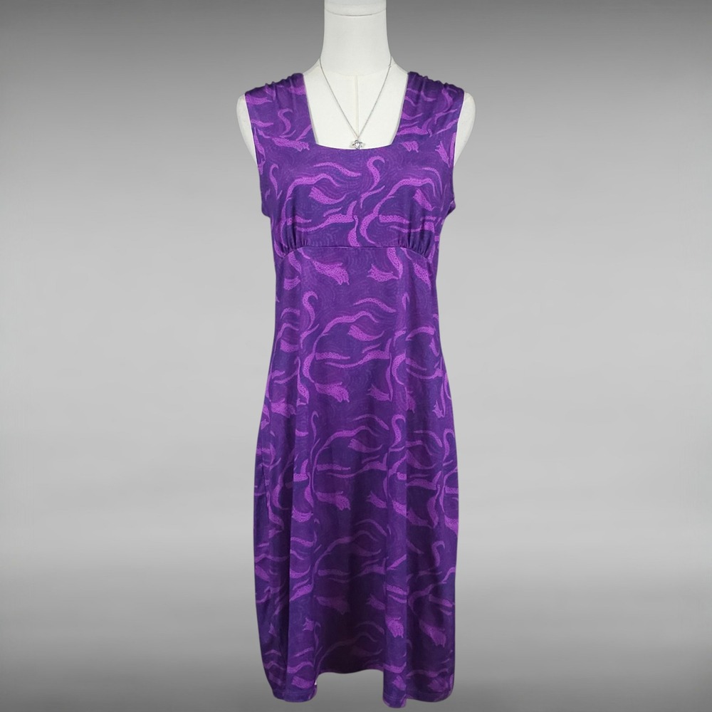 Marmot Gorpcore Abstract Geometric Printed Ruched Tank Dress Womens M